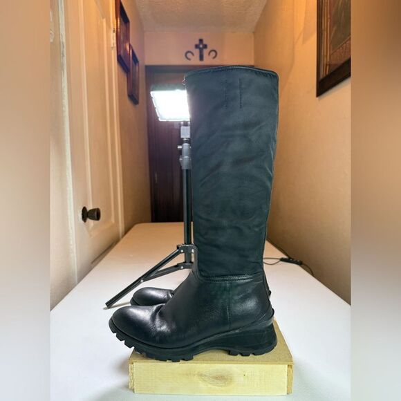 PRADA boots knee high 36.5 US 6.5 black leather nylon - Picture 4 of 16